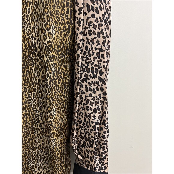 Vintage Allison Taylor Cheetah Print 100% Silk Button Up Shirt Women Size L - Picture 6 of 10